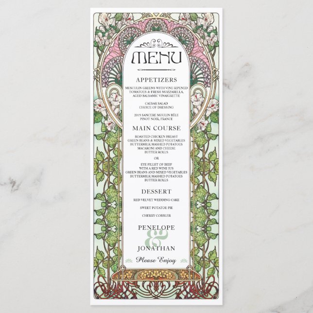 PENELOPE 01 A - Menü für Hochzeiten 1 Menükarte (Vorderseite)