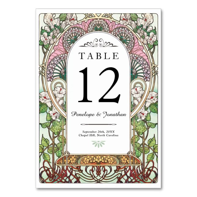PENELOPE 01 A - Tischnummer Cards - Jugendstil (Vorderseite)