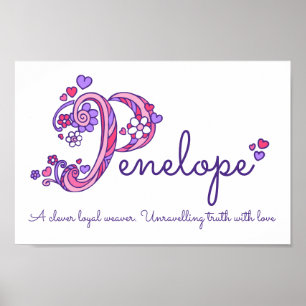 Penelope Anfangsbuchstabe P Kritzel Herz Kunst Nam Poster