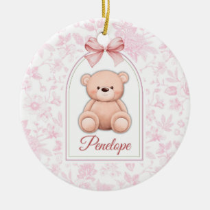 Penelope Benutzerdefiniertes rosa Teddy-Bär-Kind Keramik Ornament