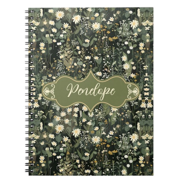 Penelope Dark Daisy Floral Notizblock (Vorderseite)