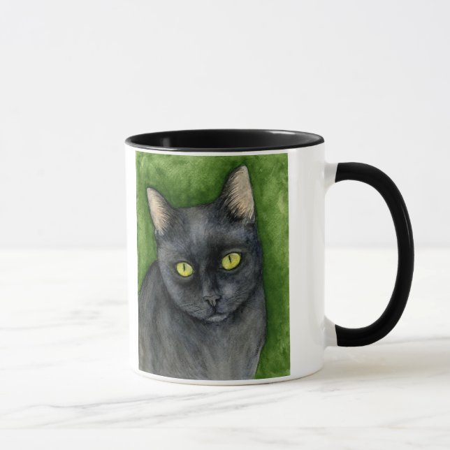 Penelope - die glückliche schwarze Katzen-Tasse Tasse (Rechts)