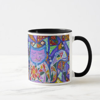 Penelope die lila Patchwork-Katzen-Tasse Tasse