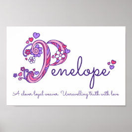 Penelope Initial P doodle Herzart Name bedeutet Poster