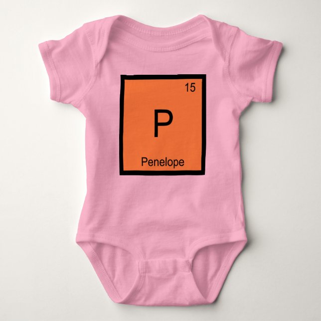 Penelope Name Chemistry Element Periodische Tabell Baby Strampler (Vorderseite)