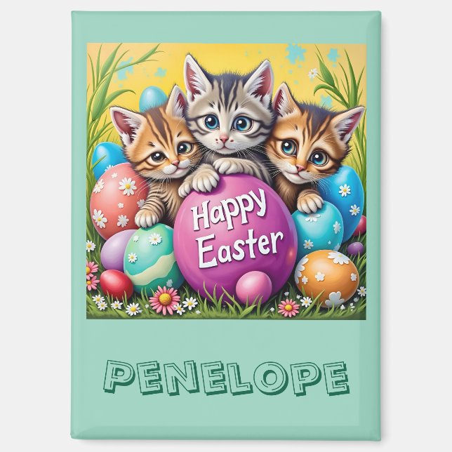 PENELOPE ~ OSTERN KÄTZCHEN Ostereier ~ Magnet (Vorderseite)