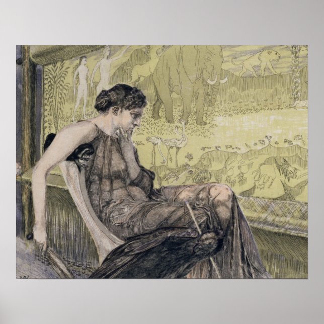 Penelope webt ein Tuch für Laärtes ihren Vater-i Poster (Vorne)