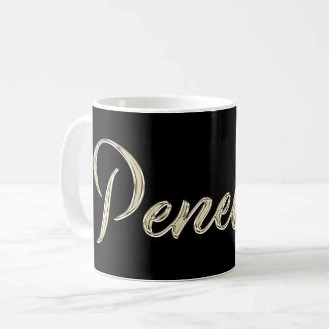 Penelope white gold Handwriting Tasse Kaffeetasse (Vorderseite Links)