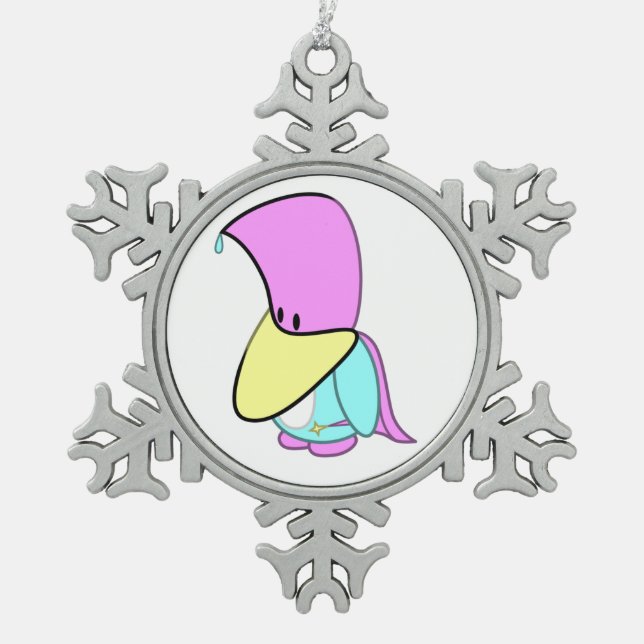 Pengassistent - schneeflocken Zinn-Ornament (Vorderseite)