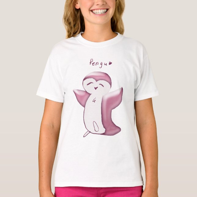 Pengu Happy Penguin (DustyRose) Kinder Hemd T-Shirt (Vorderseite)