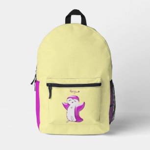 Pengu Happy Pinguin Kids Pink Yellow Bedruckter Rucksack