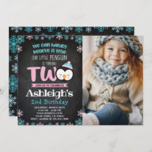 Penguin 2. Geburtstag Einladung mit Foto