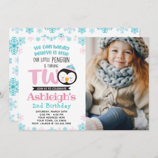 Penguin 2. Geburtstag Einladung mit Foto
