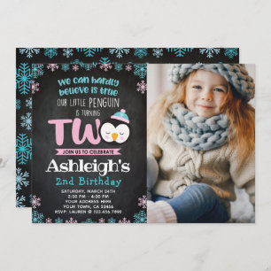 Penguin-2. Geburtstags-Einladung mit Foto Einladung