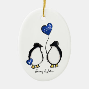 Penguin 45. Saphire Hochzeitstag Keramik Ornament