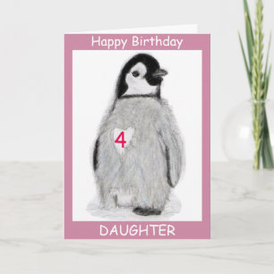 PENGUIN AGE HEART CARD Geburtstag etc. personalisi Karte