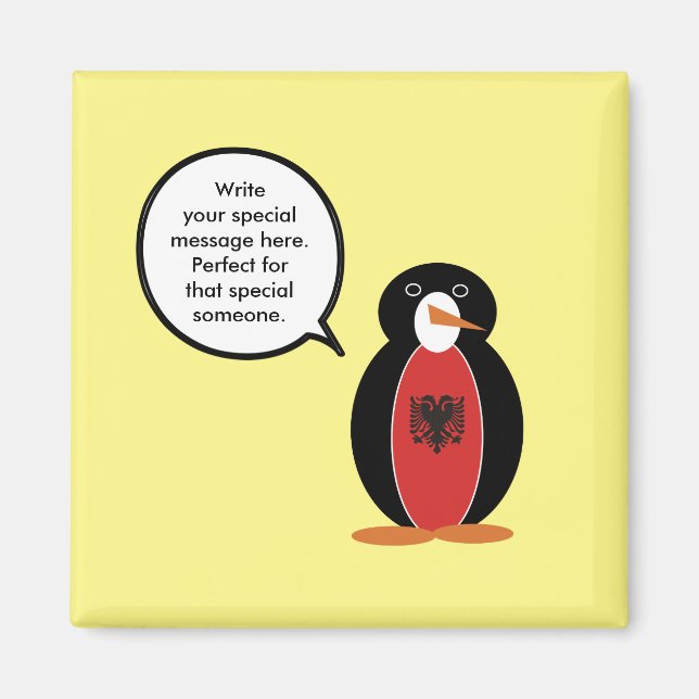 Penguin Albanische Flaggengespräche Magnet (Vorne)