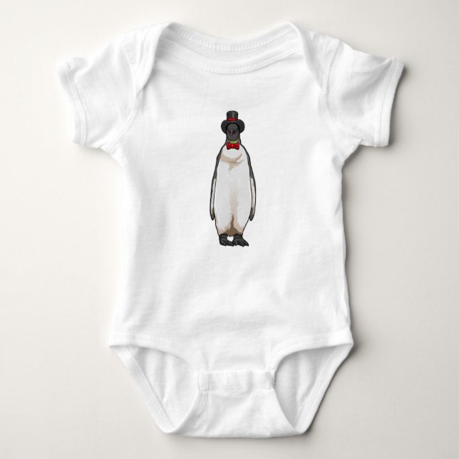 Penguin als Gentleman mit Hat Baby Strampler (Vorderseite)