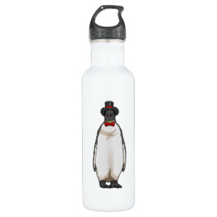 Penguin als Gentleman mit Hat Edelstahlflasche