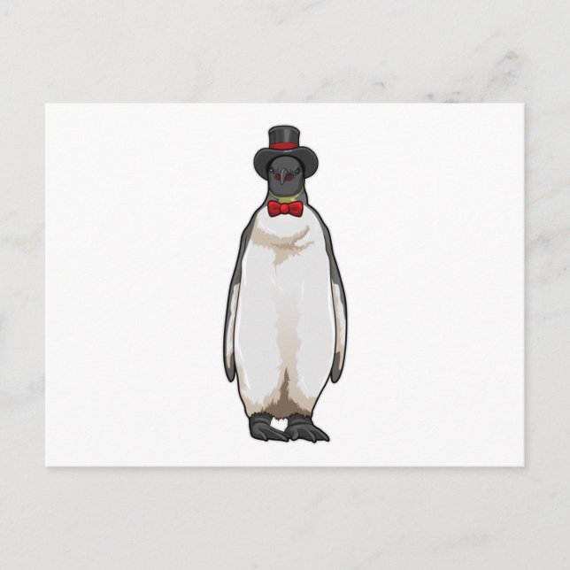 Penguin als Gentleman mit Hat Postkarte (Vorderseite)