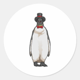 Penguin als Gentleman mit Hat Runder Aufkleber
