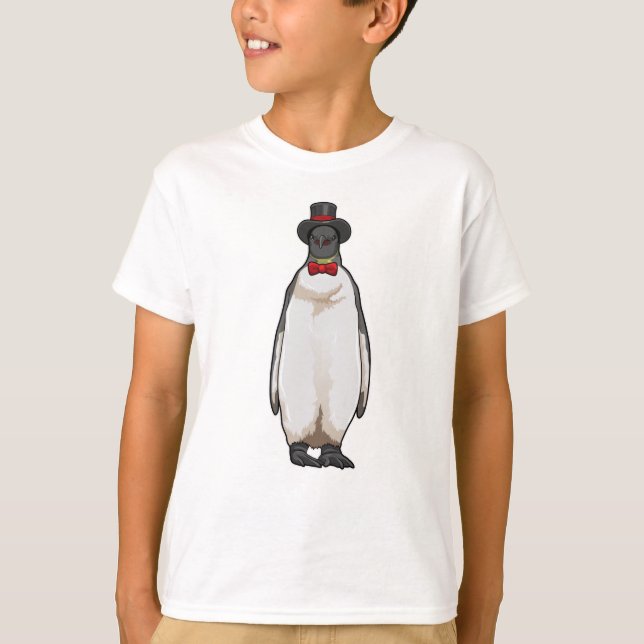 Penguin als Gentleman mit Hat T-Shirt (Vorderseite)