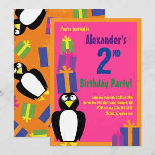 Penguin Animal Kid's Birthday Party Einladungen