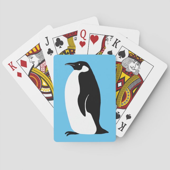 Penguin Aqua Schwarz-weiß Spielkarten (Rückseite)