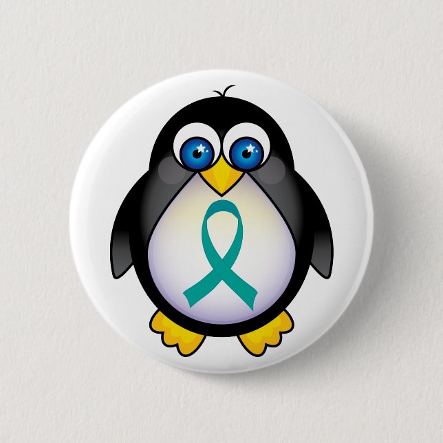 Penguin-aquamariner Band-Bewusstseins-Knopf Button (Vorderseite)