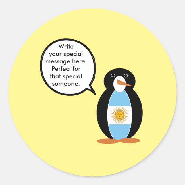 Penguin Argentine Flaggengespräche Runder Aufkleber (Vorderseite)