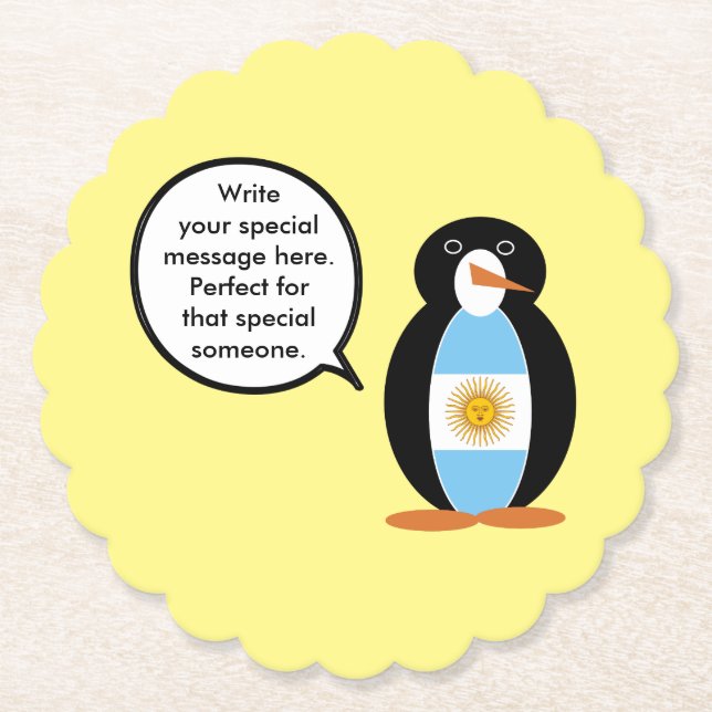 Penguin Argentine Flaggengespräche Untersetzer (Vorderseite)