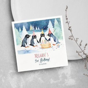 Penguin arktic Winter Geburtstagsvorlage Serviette