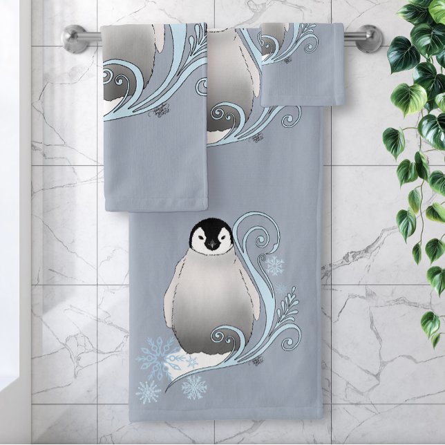 Penguin Art Nouveau Schneeflocken Badhandtuch Set (Von Creator hochgeladen)