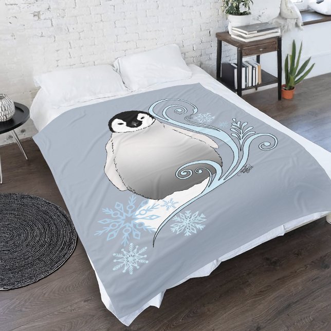 Penguin Art Nouveau Schneeflocken Fleecedecke (Von Creator hochgeladen)