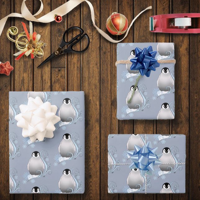 Penguin Art Nouveau Schneeflocken Geschenkpapier Set (Von Creator hochgeladen)