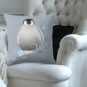 Penguin Art Nouveau Schneeflocken Kissen