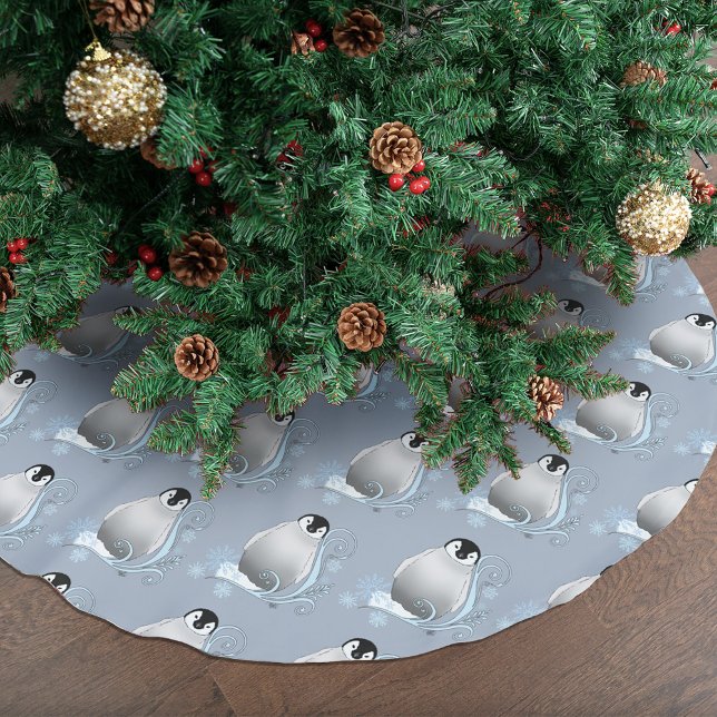 Penguin Art Nouveau Schneeflocken Polyester Weihnachtsbaumdecke (Von Creator hochgeladen)