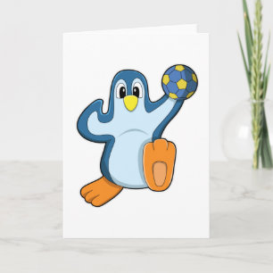 Penguin as Handball player with Handball Karte