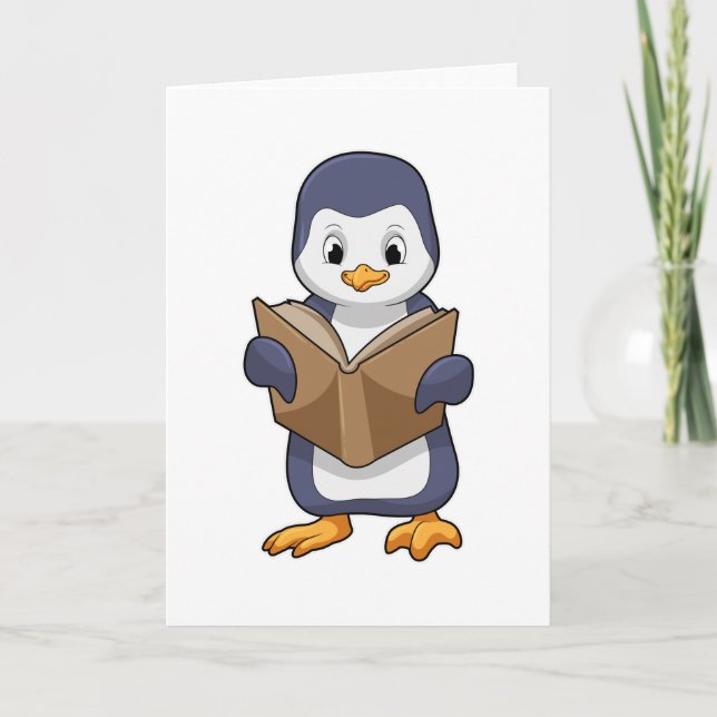 Penguin as Nerd with Book Karte (Vorderseite)