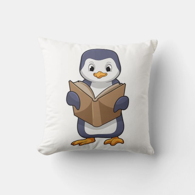 Penguin as Nerd with Book Kissen (Vorderseite)