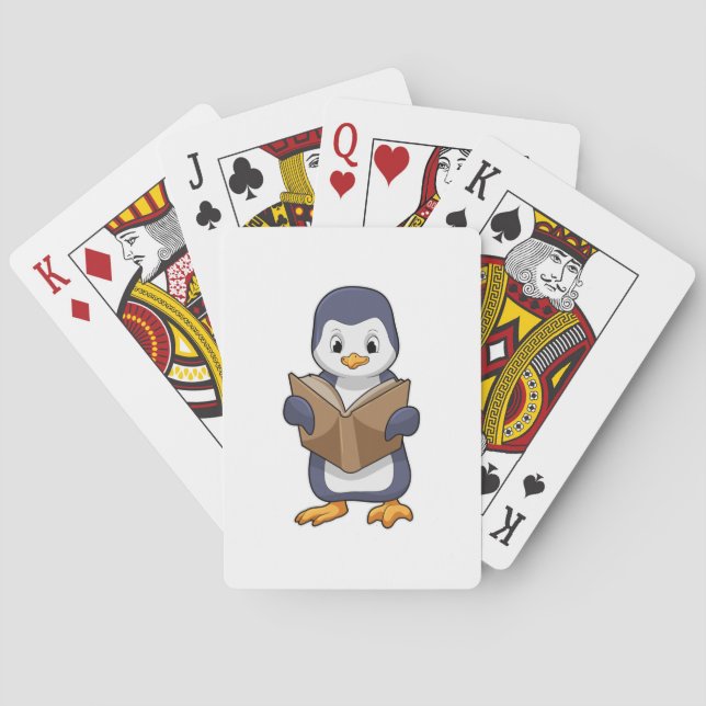 Penguin as Nerd with Book Spielkarten (Rückseite)