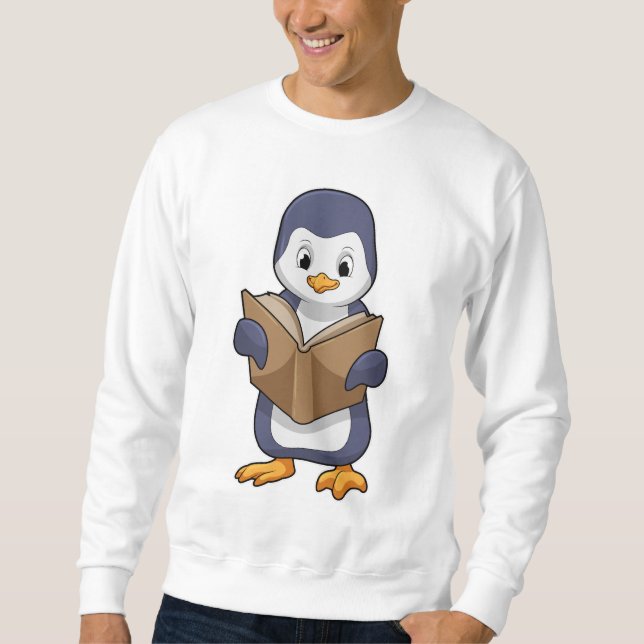 Penguin as Nerd with Book Sweatshirt (Vorderseite)