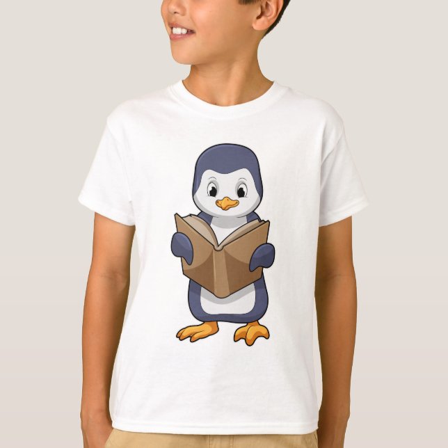 Penguin as Nerd with Book T-Shirt (Vorderseite)