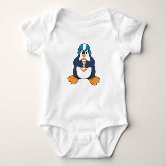Penguin at Football Sports Baby Strampler (Vorderseite)