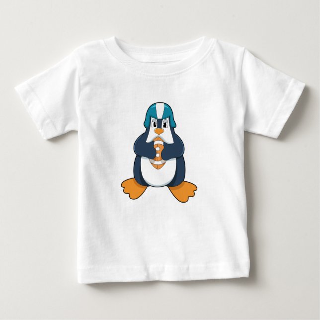 Penguin at Football Sports Baby T-shirt (Vorderseite)