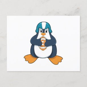 Penguin at Football Sports Postkarte
