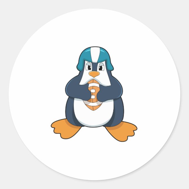 Penguin at Football Sports Runder Aufkleber (Vorderseite)