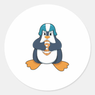 Penguin at Football Sports Runder Aufkleber