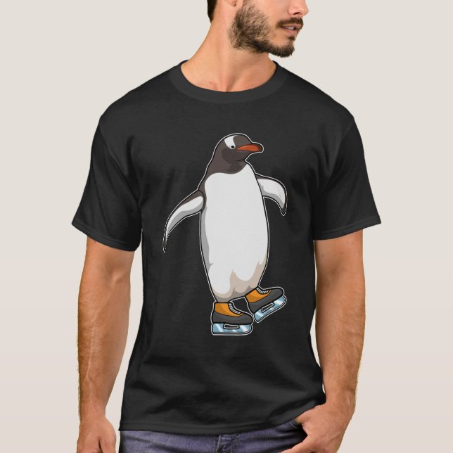Penguin at Ice skating with Ice skates T-Shirt (Vorderseite)