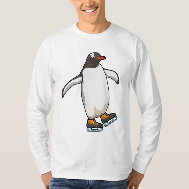 Penguin at Ice skating with Ice skates T-Shirt (Vorderseite)